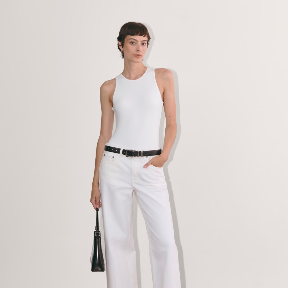 Everlane The Cutaway Tank Bodysuit White Base - Size S